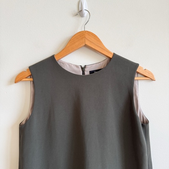 THEORY • Column Shift Dress in Green Slate - Picture 3 of 12